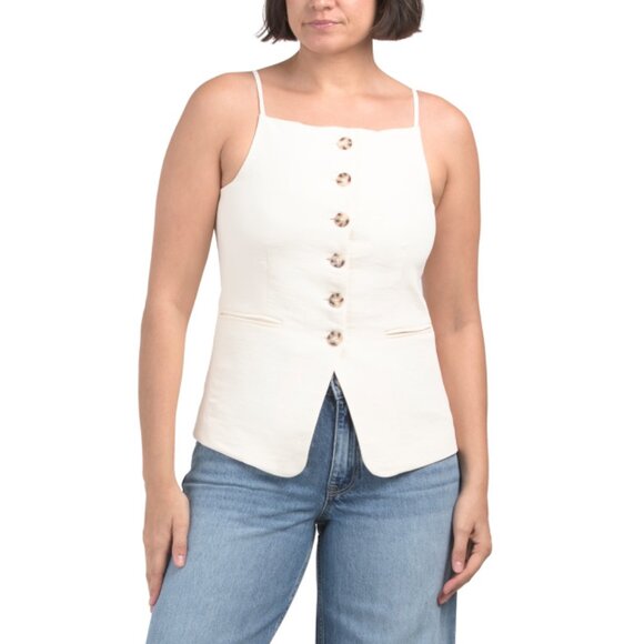 CHRISTIAN LACROIX Cream Crepe Vest With Thin Straps - Picture 1 of 2